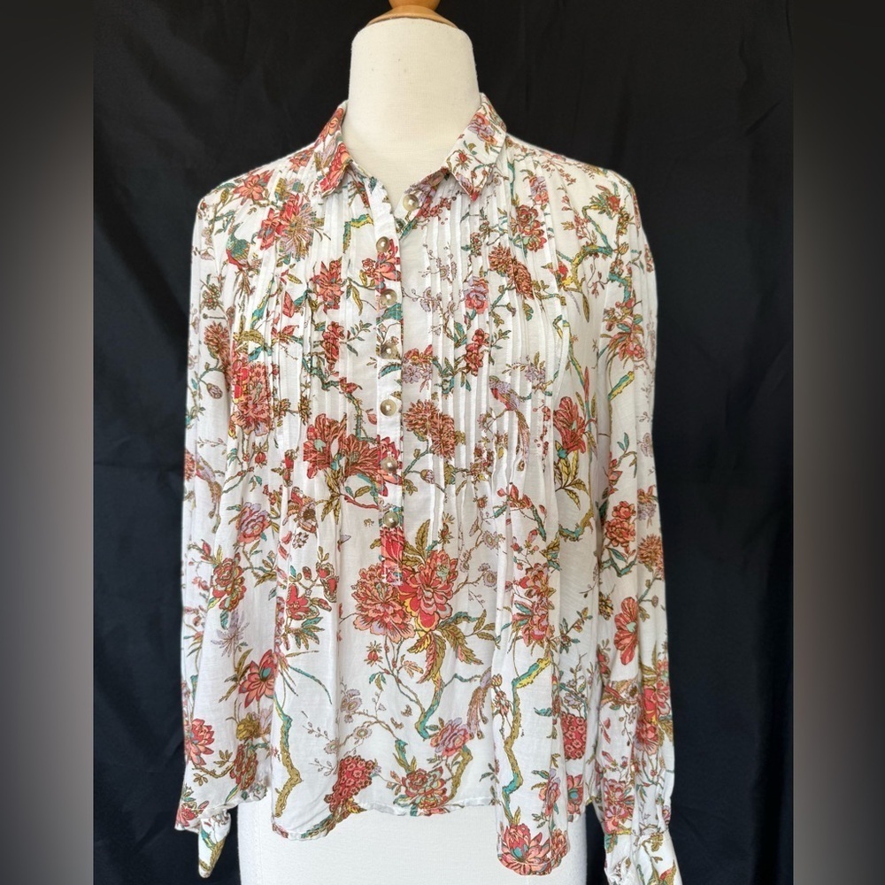 Pilcro Anthropologie Floral Button Down Blouse, Size Medium - Picture 4 of 11